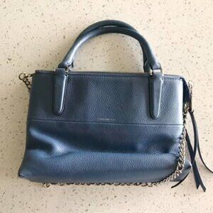 Coach Blue Pebbled Leather Borough Hand Bag Purse 28163